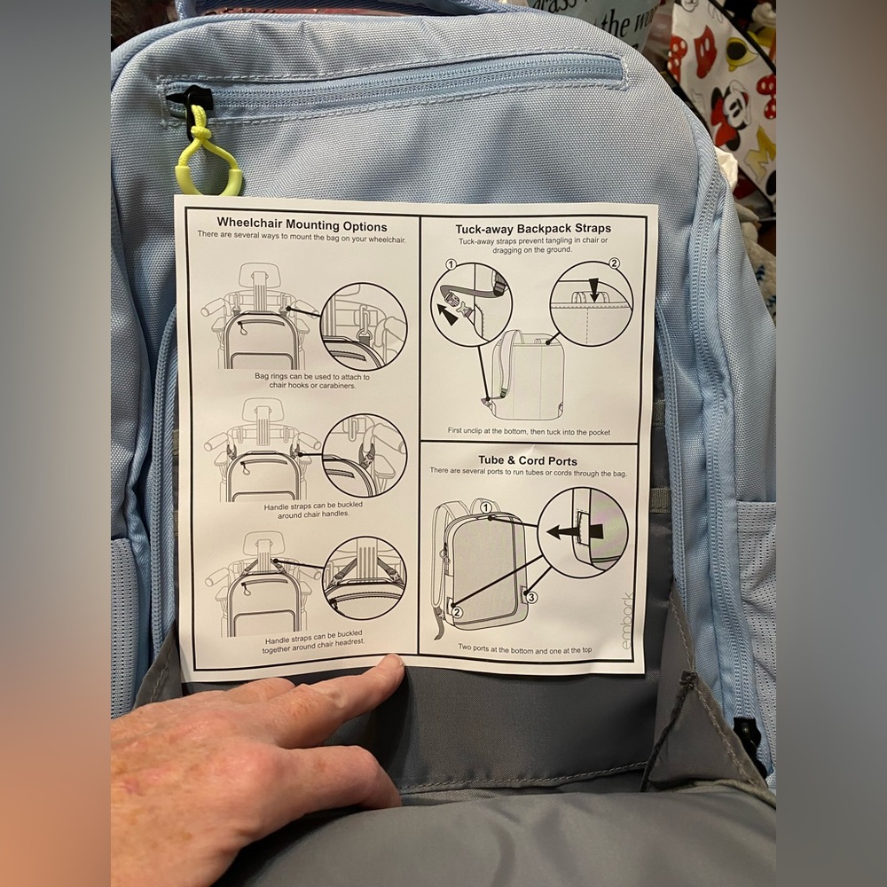 Embark  Wheelchair Adaptive  Light Blue Backpack NWT Multiple Pockets - Picture 4 of 9